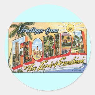 Groeten uit Florida - Vintage Travel Ronde Sticker