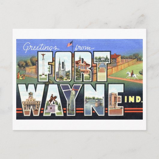  groeten uit Fort Wayne, Indiana Briefkaart (Voorkant)