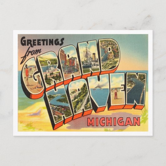 Groeten uit Grand Haven, Michigan Travel Briefkaart (Voorkant)