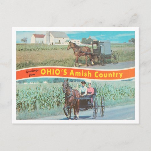 Groeten uit het Amish-land van Ohio, Ohio Briefkaart (Voorkant)