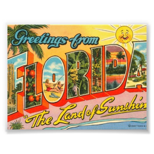 Groeten uit het  Briefkaart van Florida Foto Afdruk (Voorkant)