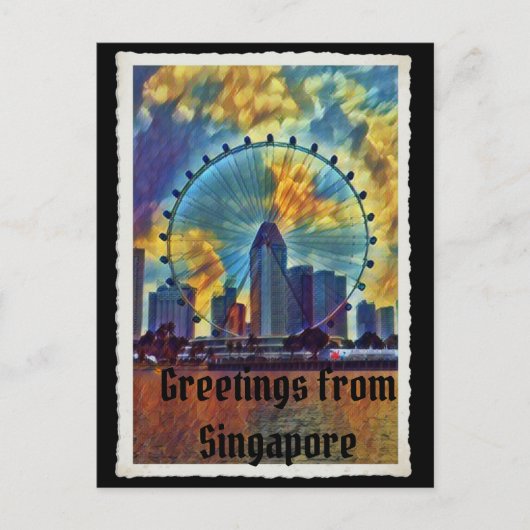 Groeten uit het briefkaart van Singapore (Voorkant)