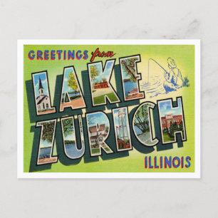 Groeten uit het Zurich-meer, Illinois Travel Briefkaart