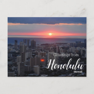 Groeten uit Honolulu Hawaii Zonsondergang Ansichtk Briefkaart