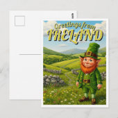 Groeten uit Ierland Leprechaun Briefkaart (Voorkant / Achterkant)