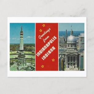 Groeten uit Indianapolis, Indiana Vintage Briefkaart