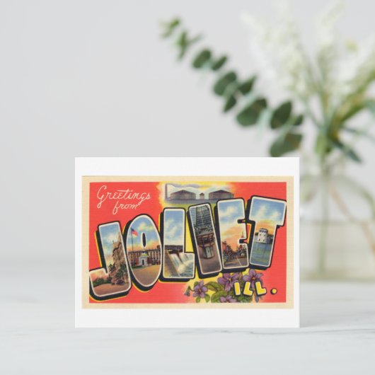 groeten uit Joliet, Illinois Briefkaart (Staand voorkant)