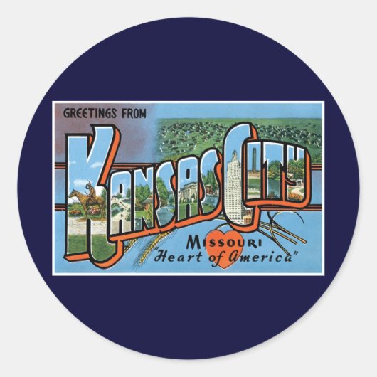Groeten uit Kansas City! Ronde Sticker (Voorkant)