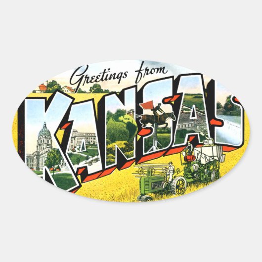 Groeten uit Kansas Ovale Sticker (Voorkant)