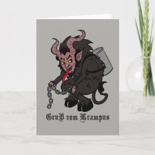 Groeten uit Krampus in Bruin Feestdagen Kaart