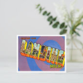 Groeten uit Lansing, Michigan Vintage Travel Briefkaart (Staand voorkant)