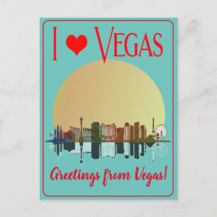 Groeten uit Las Vegas Skyline Sunrise Souvenir Feestdagenkaart
