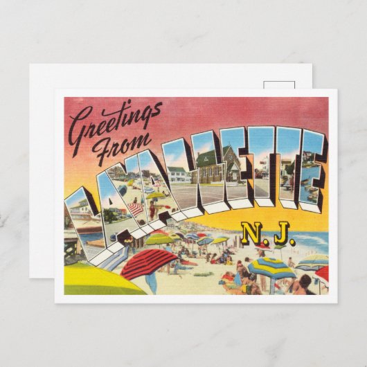 Groeten uit Lavallette, New Jersey Travel Briefkaart (Voorkant / Achterkant)