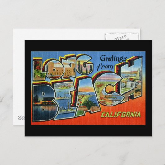 Groeten uit Long Beach California Briefkaart (Voorkant / Achterkant)
