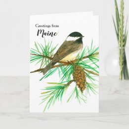 Groeten uit Maine Black Capped Chickadee Kaart