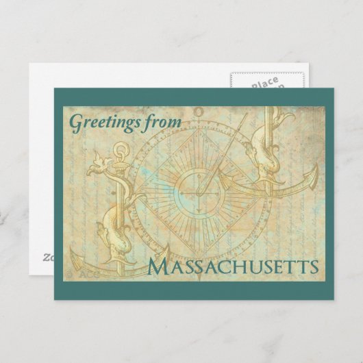 Groeten uit Massachusetts Briefkaart (Voorkant / Achterkant)