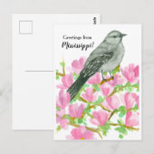 Groeten uit Mississippi Mockingbird Magnolia Briefkaart (Voorkant / Achterkant)