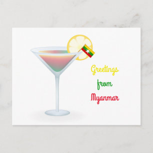Groeten uit Myanmar Cocktail Holiday Kaart