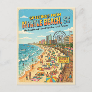 Groeten uit Myrtle Beach SC Vintage geïnspireerd Briefkaart