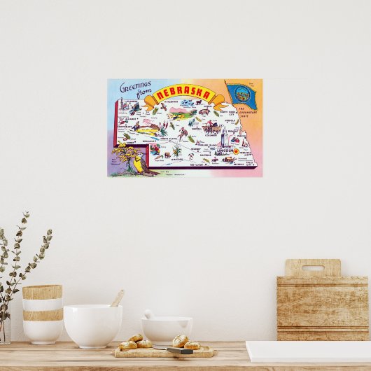 groeten uit Nebraska reisposter Poster (Keuken)