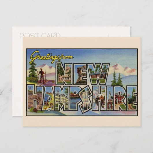 Groeten uit New Hampshire Large Letter Briefkaart (Voorkant / Achterkant)