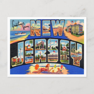 Groeten uit New Jersey Vintage Travel Briefkaart
