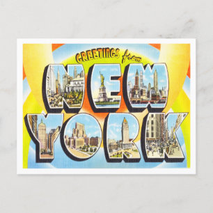 Groeten uit New York City Vintage Travel Briefkaart
