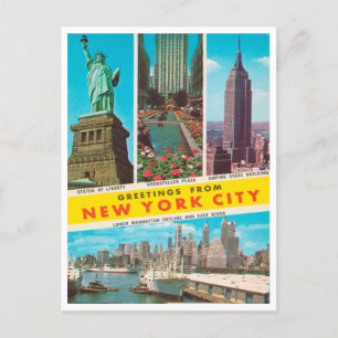 Groeten uit New York City Vintage Travel Briefkaart