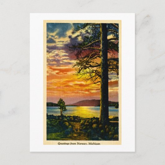 Groeten uit Noorwegen, Michigan - Vintage Briefkaart (Voorkant)