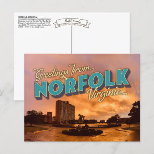 Groeten uit Norfolk, VA Postal Card Briefkaart
