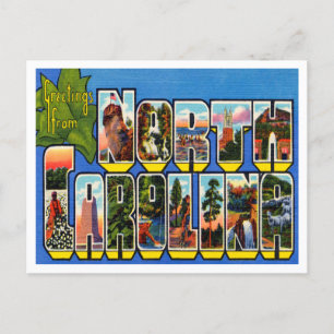 Groeten uit North Carolina Vintage Travel Briefkaart
