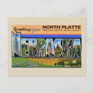 Groeten uit North Platte, Vintage van Nebraska Briefkaart