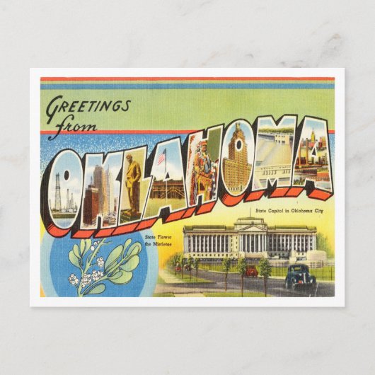 Groeten uit Oklahoma Vintage Travel Briefkaart (Voorkant)
