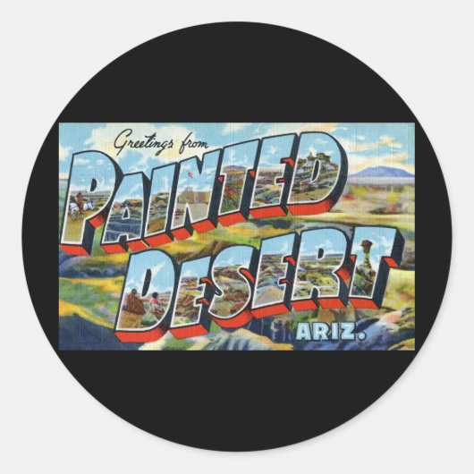 Groeten uit Painted Desert Arizona Ronde Sticker (Voorkant)