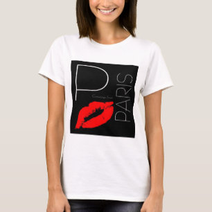 Groeten uit Paris Red Lipstick Kiss Love T-shirt
