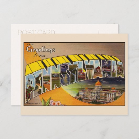 Groeten uit Pennsylvania grote brief ansichtkaart Briefkaart (Voorkant / Achterkant)