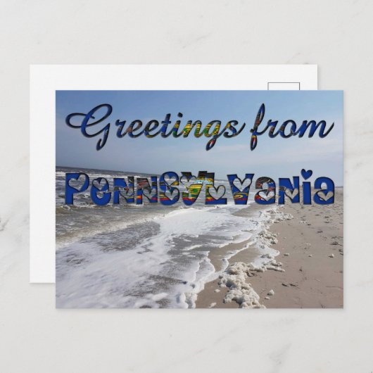 Groeten uit Pennsylvania State Flag Hearts USA Briefkaart (Voorkant / Achterkant)