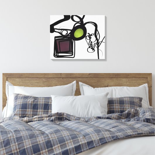 Groeten uit Philydion: Abstract Zwart & Wit Canvas Afdruk (Insitu (Slaapkamer))