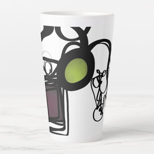 Groeten uit Philydion: Abstract Zwart & Wit Latte Mok (Voorkant)