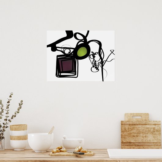 Groeten uit Philydion: Abstract zwart-wit Poster (Keuken)