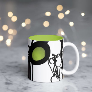 Groeten uit Philydion: Abstract zwart-wit Tweekleurige Koffiemok