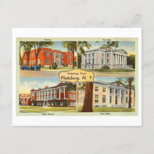 Groeten uit Plattsburg, New York, Vintage Briefkaart
