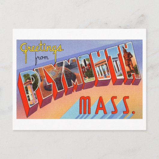  groeten uit Plymouth, Massachusetts Briefkaart (Voorkant)