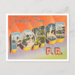 Groeten uit Ponce, Puerto Rico Vintage Travel Briefkaart
