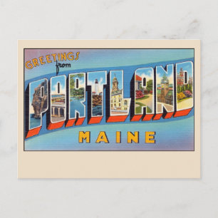 Groeten uit Portland Maine  Grote Letter Briefkaart