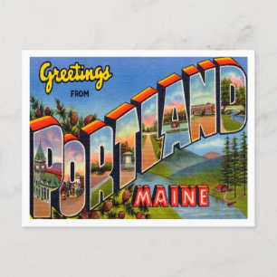 Groeten uit Portland, Maine Vintage Travel Briefkaart