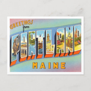 Groeten uit Portland, Maine Vintage Travel Briefkaart