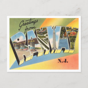 Groeten uit Rahway, New Jersey Vintage Travel Briefkaart
