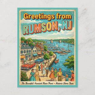 Groeten uit Rumson NJ Retro Ansichtkaart Briefkaart