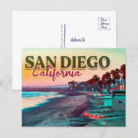 Groeten uit San Diego Ca Waterverf Sunset 60s
